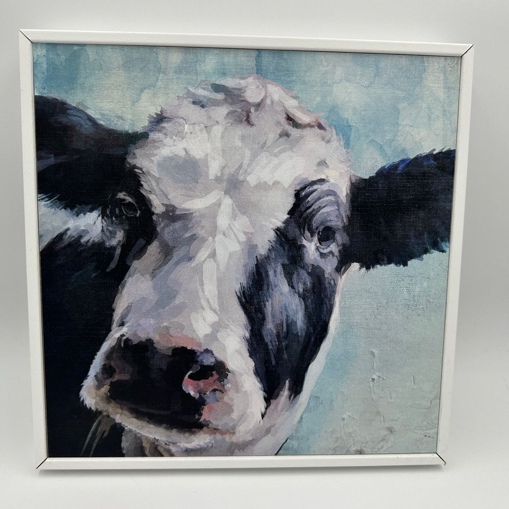 NEW! Stupell Gentle Farm Cow Painting, Design by Main Line Studio, Framed, 12x12